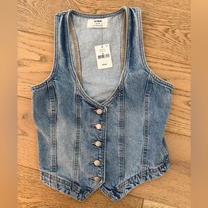Cotton On Light Wash Denim Button Front Vest xs